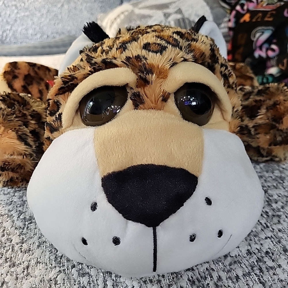 Hug Fun Cheetah Plush w/ Big Eyes & Red Bow 18” Huggable Floppy Stuffed Animal